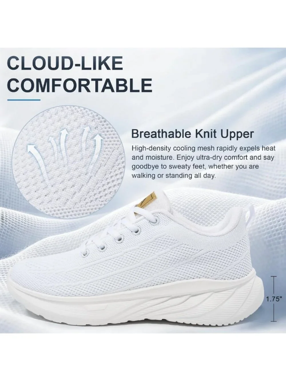 Comfortable Women's Walking Shoes - Breathable Knit Tennis Sneakers for All-Day